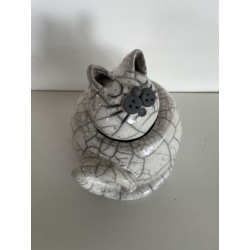 Urne funéraire pour chat en céramique raku blanc