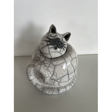 Urne funéraire pour chat en céramique raku blanc