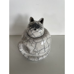 Urne funéraire pour chat en céramique raku blanc
