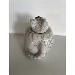 Urne funéraire pour chat en céramique raku blanc