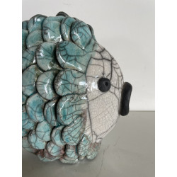 Poisson Décoratif en Céramique Raku Beu Turquoise