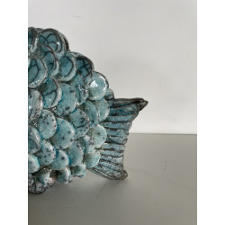 Poisson Décoratif en Céramique Raku Beu Turquoise