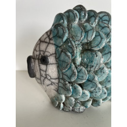 Poisson Décoratif en Céramique Raku Beu Turquoise