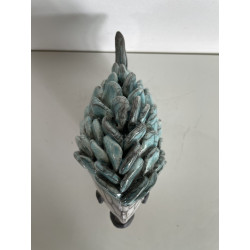 Poisson Décoratif en Céramique Raku Beu Turquoise