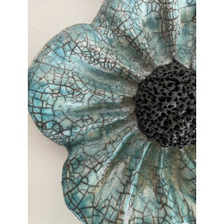 Fleur Décorative Turquoise Céramique Raku