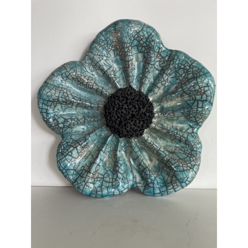 Fleur Décorative Turquoise Céramique Raku Fleur Décorative Turquoise Céramique Raku