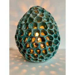 Artisanat d'art Français pour cette belle lampe Anémone céramique Raku