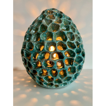 Artisanat d'art Français pour cette belle lampe Anémone céramique Raku