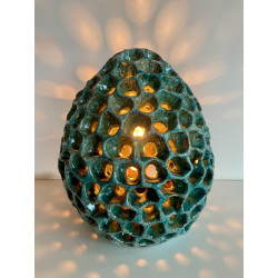 Artisanat d'art Français pour cette belle lampe Anémone céramique Raku