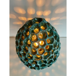 Artisanat d'art Français pour cette belle lampe Anémone céramique Raku