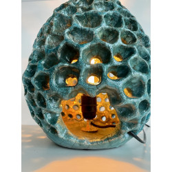 Artisanat d'art Français pour cette belle lampe Anémone céramique Raku