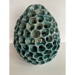 Artisanat d'art Français pour cette belle lampe Anémone céramique Raku