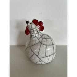 Poule en céramique Raku décorative et originale, pièce unique