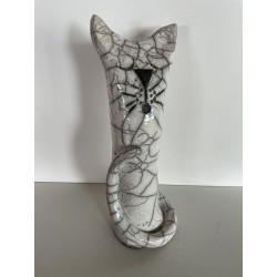 Grand chat très contemporain en céramique Raku