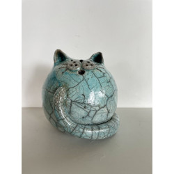 Chat "Cachou Bleu" Céramique Raku