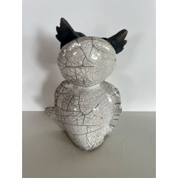 Chouette ou hibou en céramique raku porte bonheur