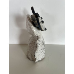 Chouette ou hibou en céramique raku porte bonheur