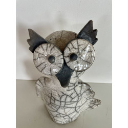 Chouette ou hibou en céramique raku porte bonheur