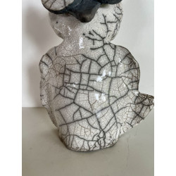 Chouette ou hibou en céramique raku porte bonheur