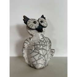 Chouette ou hibou en céramique raku porte bonheur
