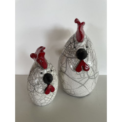 Poule rigolotte très contemporaine en céramique Raku