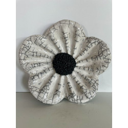 Vide poche en forme de fleur céramique raku blanc