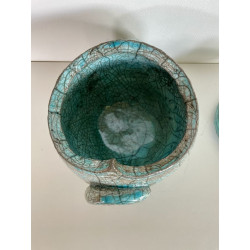 Boîte Chat Bleue Céramique Raku