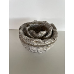 Joli Pot en Céramique Raku Blanc