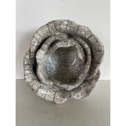 Joli Pot en Céramique Raku Blanc