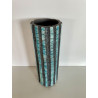 Unique decorative art piece and superb tall turquoise Raku vase