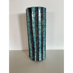 Unique decorative art piece and superb tall turquoise Raku vase
