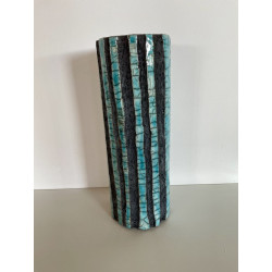 Unique decorative art piece and superb tall turquoise Raku vase