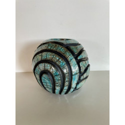 Vase Original Turquoise Céramique Raku