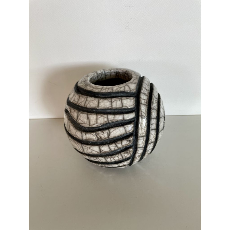 Vase original Boule spirale en céramique Raku