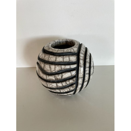 Vase original Boule spirale en céramique Raku