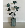 Vase Contemporain avec ses Fleurs Céramique Raku