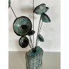 Vase Contemporain avec ses Fleurs Céramique Raku