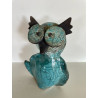 Céramique artisanale pour cette Chouette en Raku Bleu