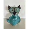 Céramique artisanale pour cette Chouette en Raku Bleu