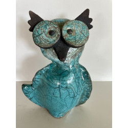 Chouette Turquoise Céramique Raku