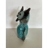 Céramique artisanale pour cette Chouette en Raku Bleu