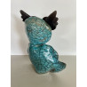 Céramique artisanale pour cette Chouette en Raku Bleu
