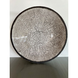 Grande coupe ou centre de table en céramique Raku blanc