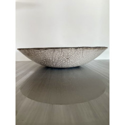 Grande coupe ou centre de table en céramique Raku blanc
