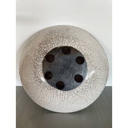 Grande coupe ou centre de table en céramique Raku blanc
