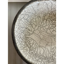 Grand centre de table ou coupe décorative en céramique raku