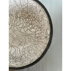 Grand centre de table ou coupe décorative en céramique raku