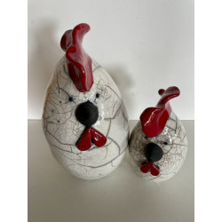 Poule rigolotte très contemporaine en céramique Raku