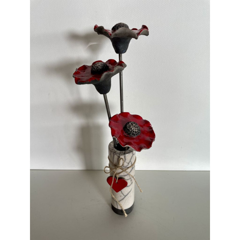 Soliflore et ses Coquelicots Céramique Raku Soliflore et ses Coquelicots Céramique Raku