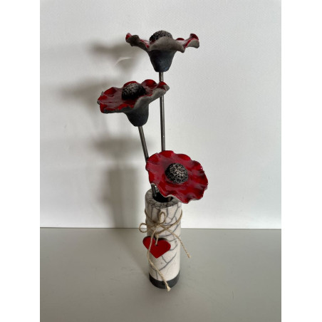 Soliflore and its Poppies Raku Ceramic